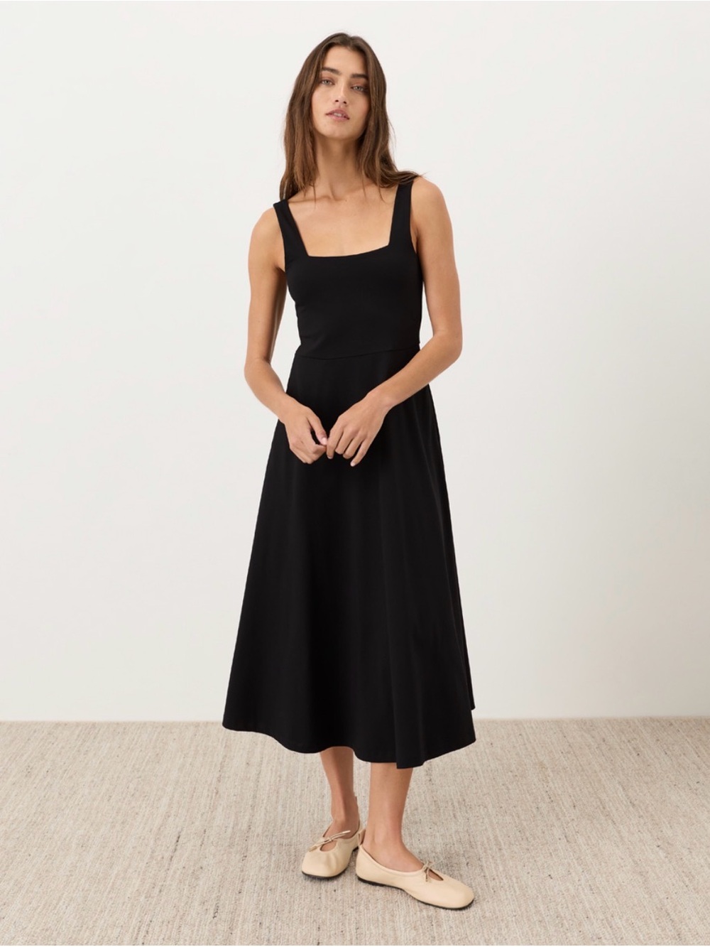 Black cotton Midi Dress